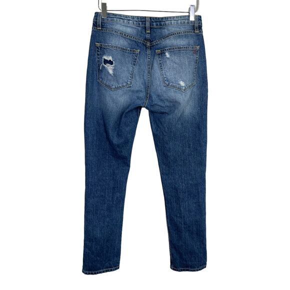 MM Vintage Distressed Embroidered Boyfriend Jeans 26 Splatter Paint Boho Grunge - Picture 2 of 6